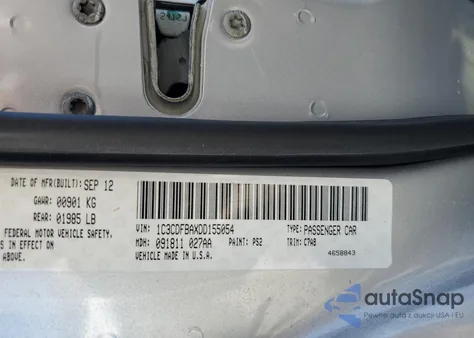 2013 Dodge Dart Sxt из США, поврежденный, VIN 1C3CDFBAXDD155054